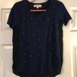 Beaded Loft shirt with slightly see through back